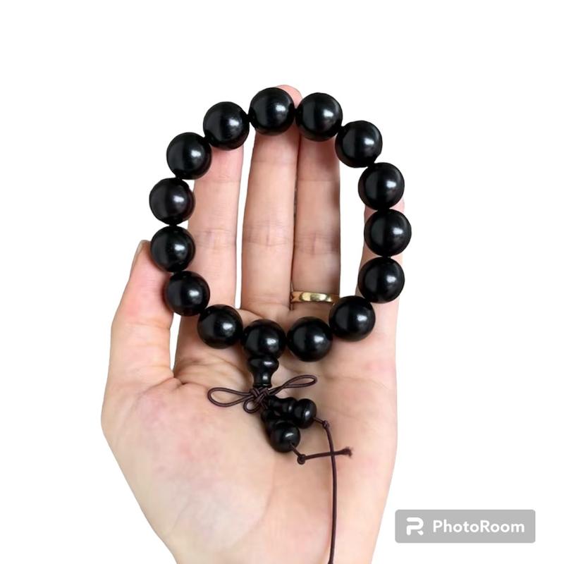 Vòng tay gỗ mun sừng chìm nuớc đen bóng size 6-20 mm phong thuỷ trang sức  Đeo Tay Phụ Kiện Hoa 7