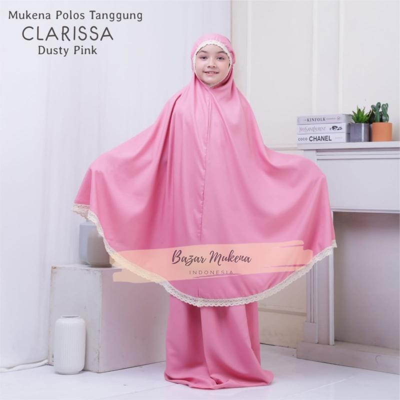 Mukena Katun Anak Cantik Motif Renda Polos Usia 4 5 6 7 8 9 10 11 12 Tahun Atasan Panjang 1