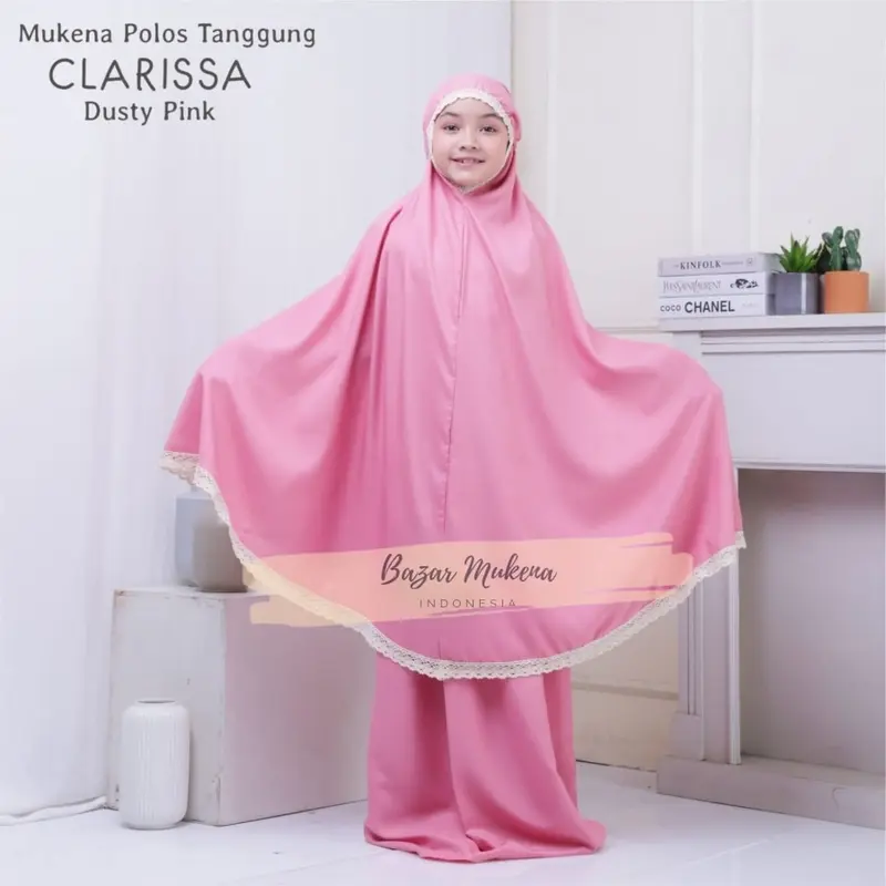 Mukena Katun Anak Cantik Motif Renda Polos Usia 4 5 6 7 8 9 10 11 12 Tahun Atasan Panjang 1
