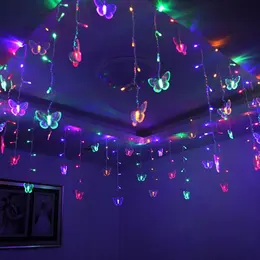 3.5m LED String Light (1 Piece), Ramadan Romantic Butterfly/Dragonfly Shaped Curtain Light With Remote Control, Super Bowl Party Decorative Light For Home Party Wedding