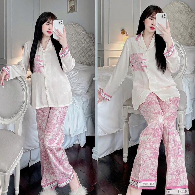 Product Introduction of Đồ bộ mặc nhà (lụa xước)phong cảnh 2 màu pijama nữ Voi Women 3