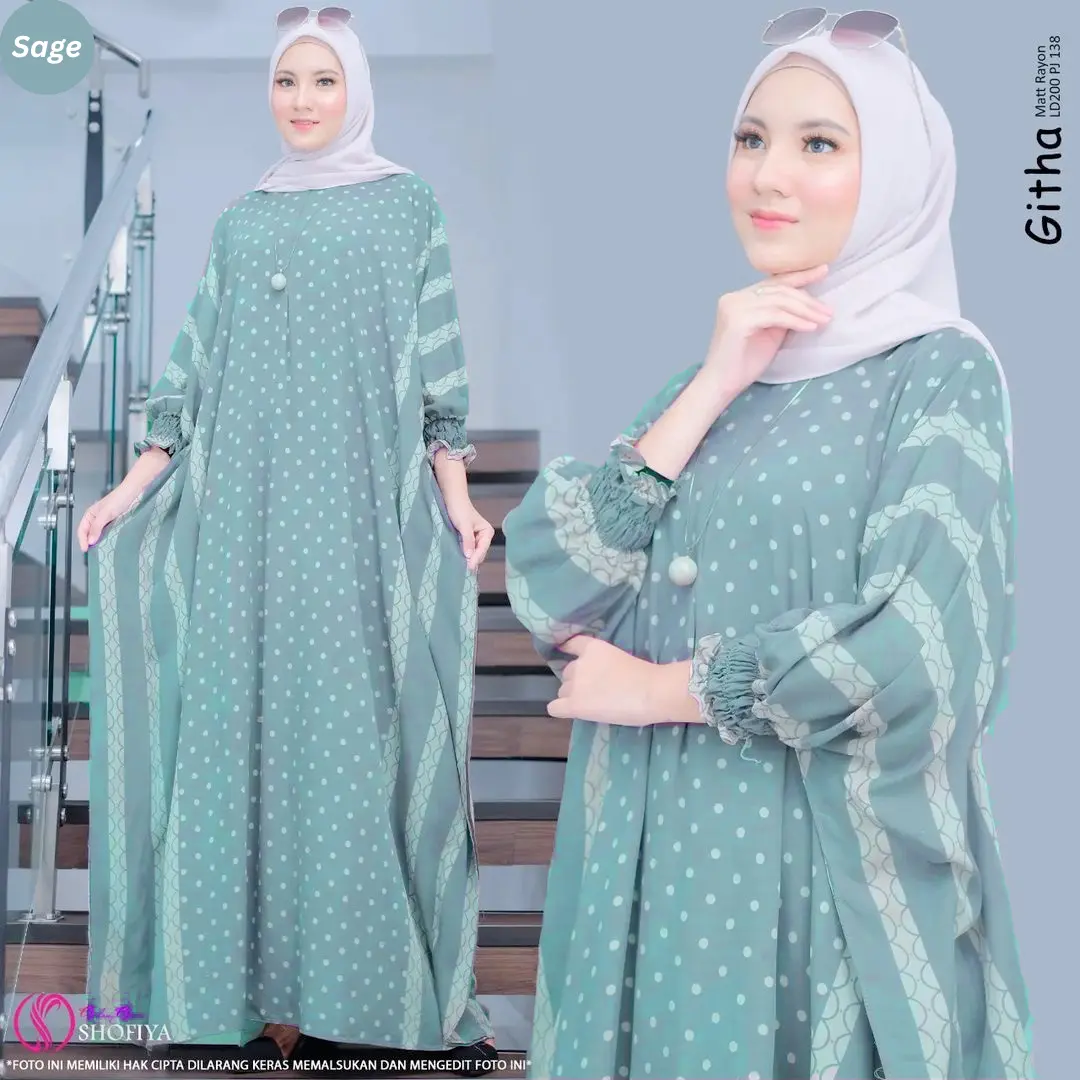 Githa Home kaftan Jumbo Busui Gamis Bahan Rayon Tebal Super Jumbo XXXL Batik Muslim Kaftan mewah Elegan Baju Pengajian Wanita Dress lengan Panjang