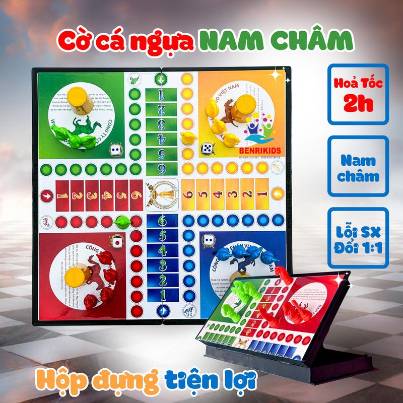 Bộ Đồ Chơi Cờ Cá Ngựa Nam Châm, Đồ Chơi Boardgame Đua Ngựa 31x31cm Chính Hãng Việt Nam