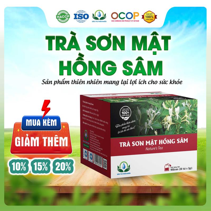 Trà Sơn Mật Hồng Sâm Hộp 30 Túi Lọc Siêu Thị Thiên Nhiên Nước Trà Chè Tea túi  trà thảo mộc bột trà khô Chua