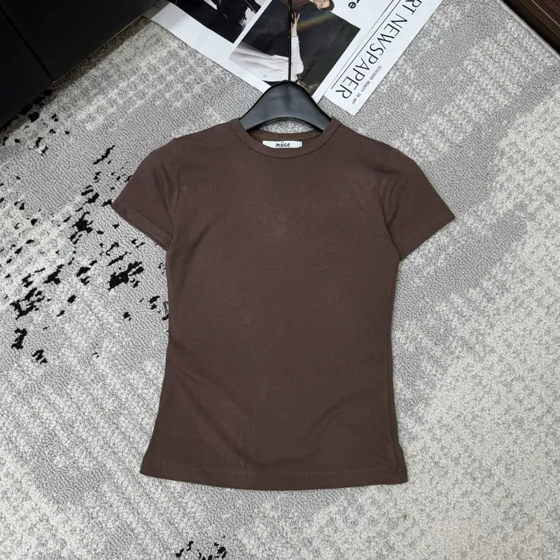 Áo zip basic cổ tròn bọc viền/Áo thun zip co giãn tay cộc dáng body-Fom chuẩn như mẫu 8