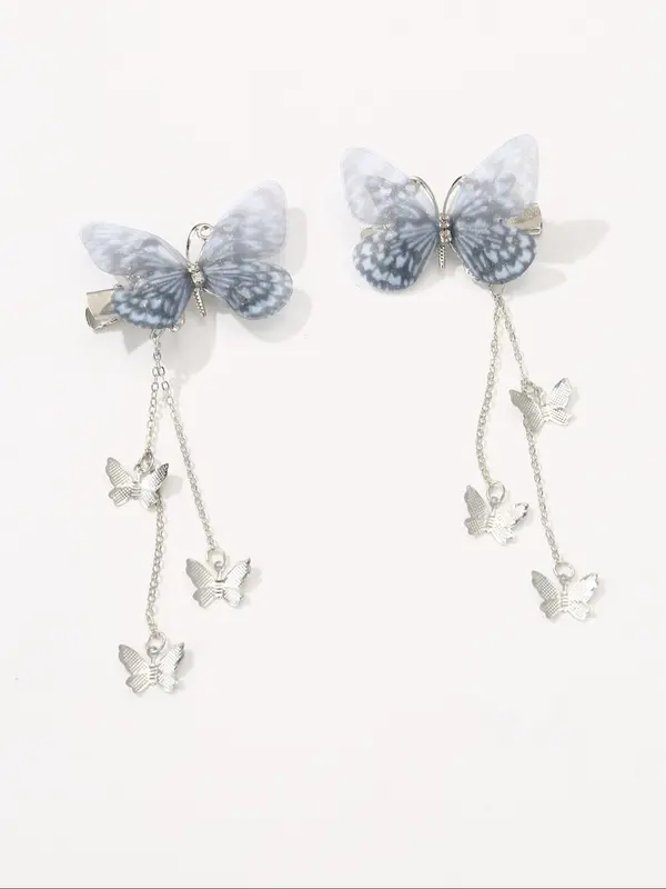 Women's Elegant Rhinestone Decorated Butterfly Design Hair Clips, Exquisite Trendy Hollow Out Butterfly Hair Clips, Fashionable Hair Accessories for Daily & Party Decoration 8