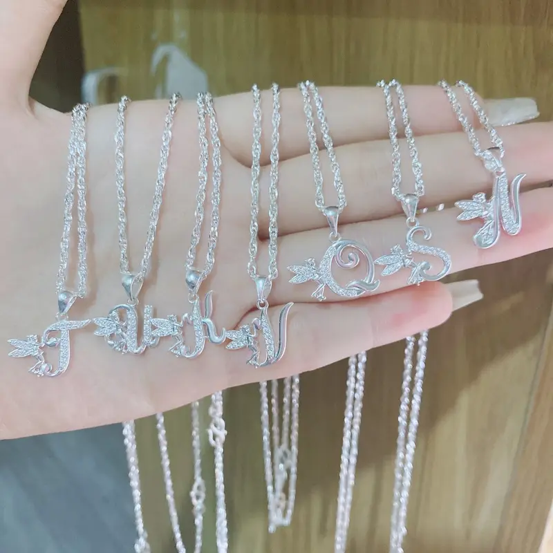Dây chuyền chữ cái cánh thiên thần bạc ta MAINOMI 2
