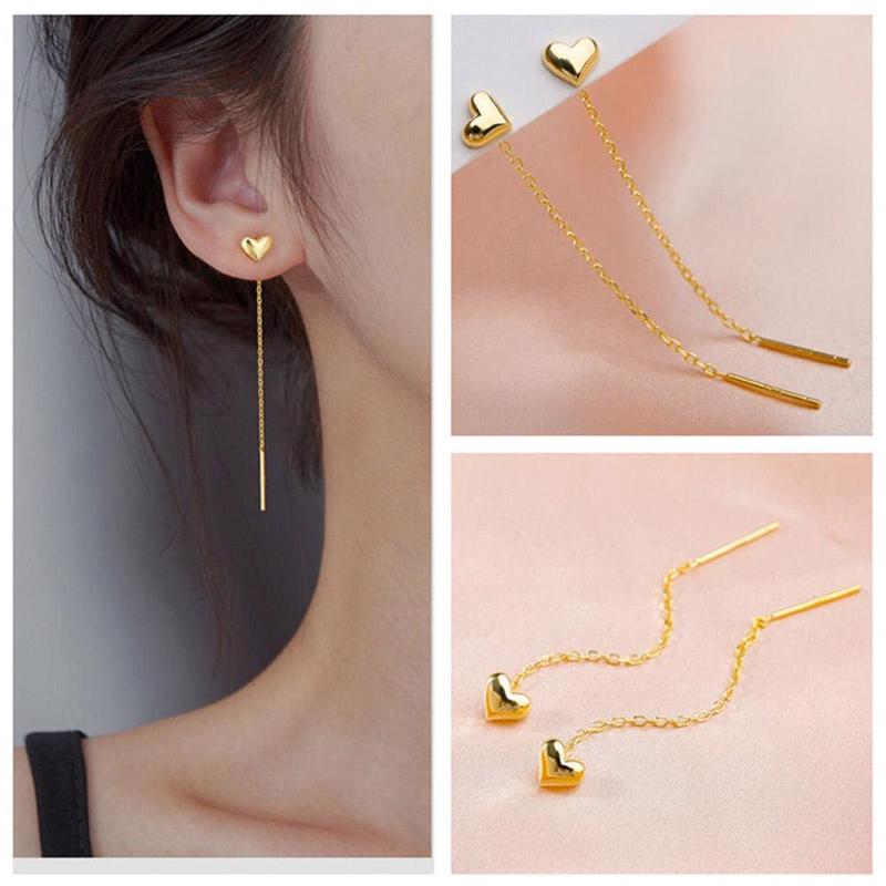 Product Introduction of 1Pair Heart Earrings Ins Temperament Long Heart-shaped Earrings Tassel K8Y8 34