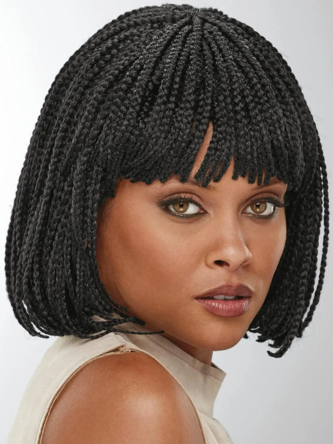 Women's 12inch Short Straight Synthetic Braided Wigs,  Gorgeous Fluffy Braid Wigs with Bangs, Synthetic Wigs for Party, Daily Hairstyle Ideas