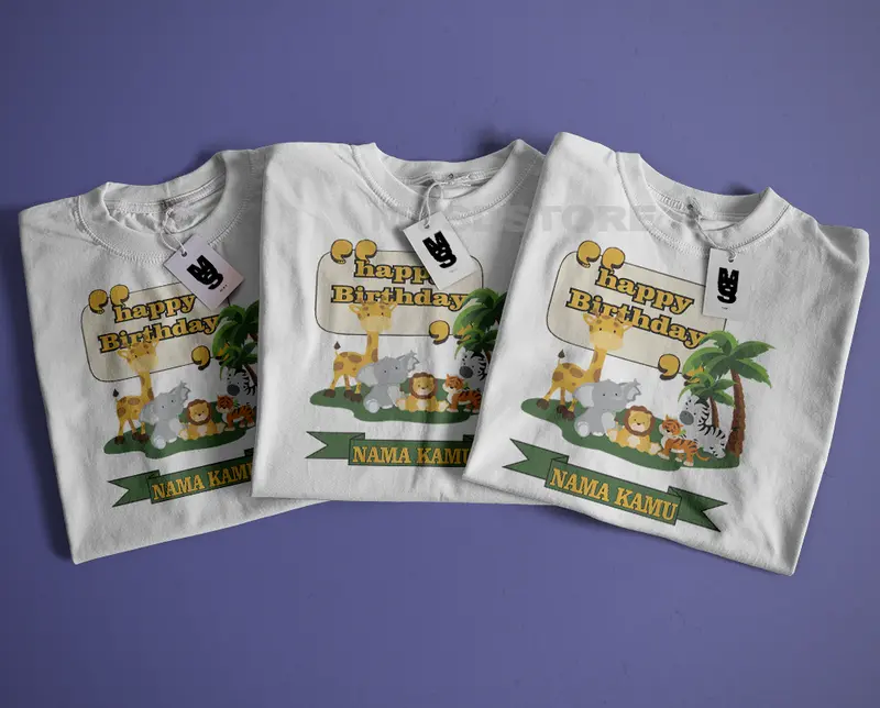 Mvsd Kaos Custom Ulang Tahun Keluarga Anak dan Dewasa Laki-Laki dan Perempuan Family Couple Motif Zoo Gratis Nama 1