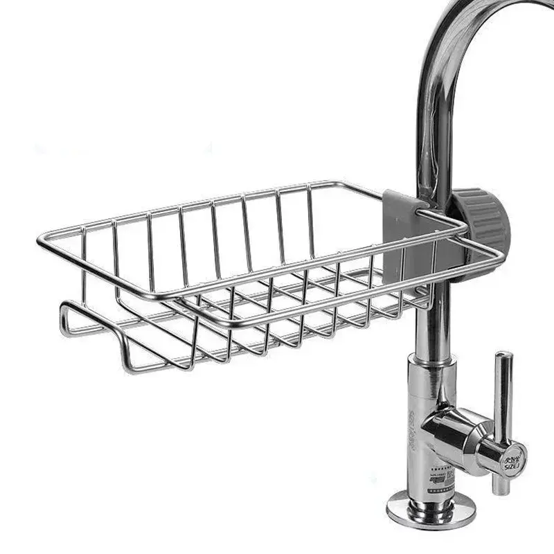 BIA Kitchen Stainless Steel Sink Drain Rack Sponge Storage Faucet Holder Soap Drainer Towel Rack Shelf Organizer Kitchen Accessories