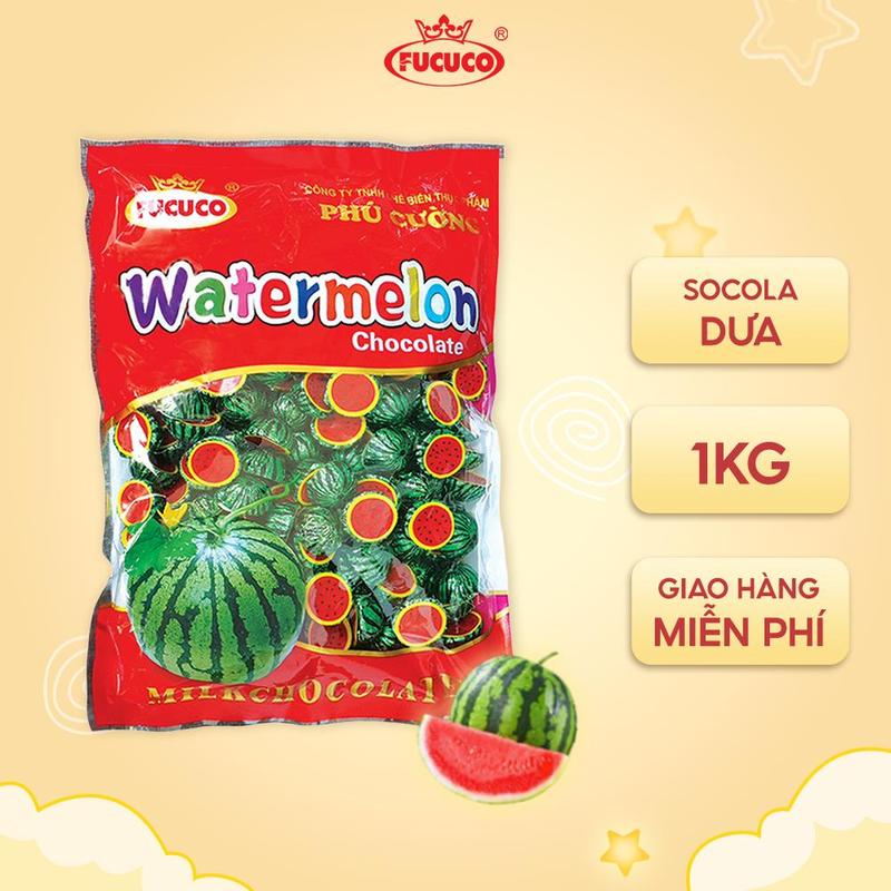 [Gói 1 kg] Kẹo Socola Dưa Hấu FUCUCO, Chocolate Hình Dưa Bắt Mắt, Thơm Ngon