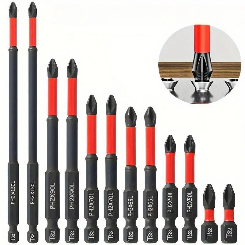 Magnetic Anti-slip Drill Bit Set, 12pcs/set Magnetic Drill Bit Set, Cross & Impact Drill Bit Set, Power Tool Accessories for Electric & Manual Screwdrivers Hardware