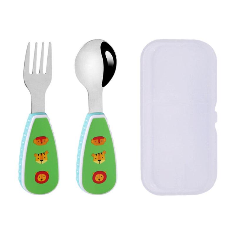 Product Introduction of 1 Set Cute Tableware Food Training Spoon Dessert Spoon For Children Feeding Spoon Fork Baby U0F6 27