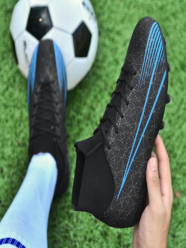 New Arrival Summer Striped High Top Professional Soccer Shoes, Lace Up Non-slip Sneakers for Training Match Practice, Athletic Sports Shoes for All Seasons 3