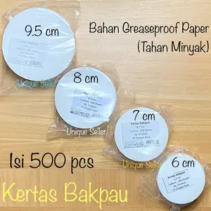 Kertas Bakpau 9.5cm 8cm 7cm 6cm isi 500 Tahan Minyak / Alas Bakpau 9.5 8 7 6 cm / Kertas Alas Bakpau Bakpao Putih / Kertas Bulat Putih Round 9.5 8 7 6 cm / Kertas Alas Kue Putih Bakpao
