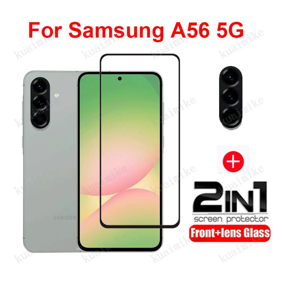 Tempered Glass Compatible for Samsung A56 A36 A26 A16 A06 A15 A25 A35 A55 A05 A05s 2 in 1 Full Cover Camera Lens Glass Screen Protector Glass Film
