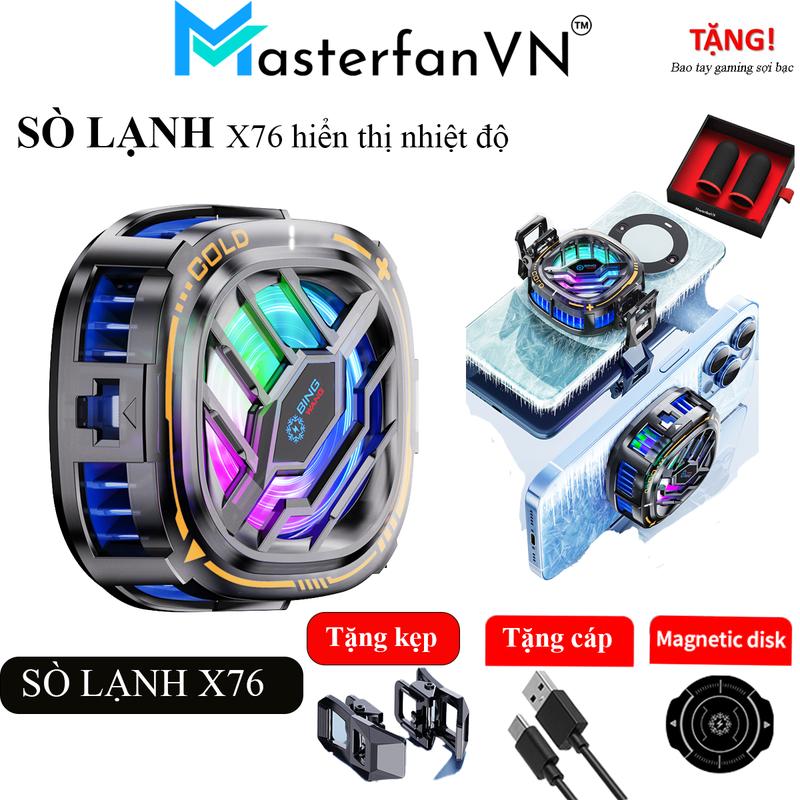 Quạt Tản Nhiệt Điện Thoại X76A Sò Lạnh Từ Tính ( tặng kèm ngàm kẹp) LED RGB gaming hiển thị nhiệt độ Mobile phukien game