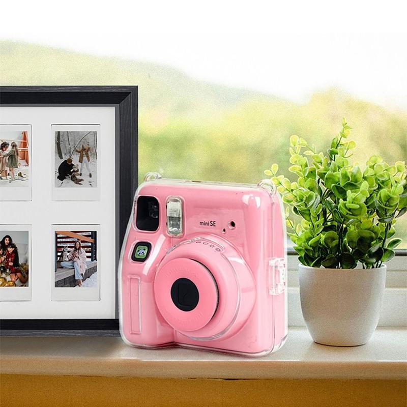Product Introduction of New Sticker 3 in 1 Instant Camera Case with Shoulder Strap Transparent Protective Cover Shockproof Camera Bag for Fujifilm Instax mini SE 19