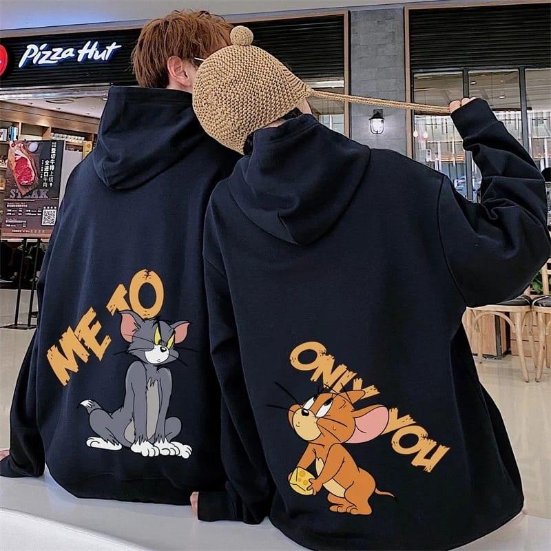 switer couple TOM&JERRY / sweater couple pasangan sahabat / hoodie couple boba kekinian keren oversize 0
