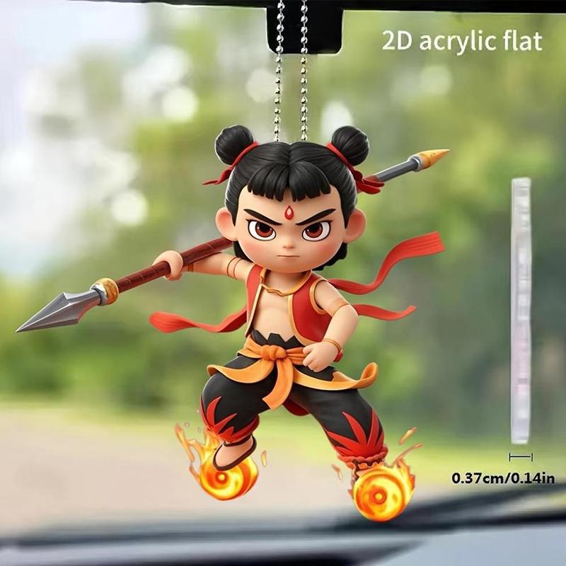 Product Introduction of Nezha 2 Anime Character Design Car Interior Cartoon Rearview Mirror Decoration 16