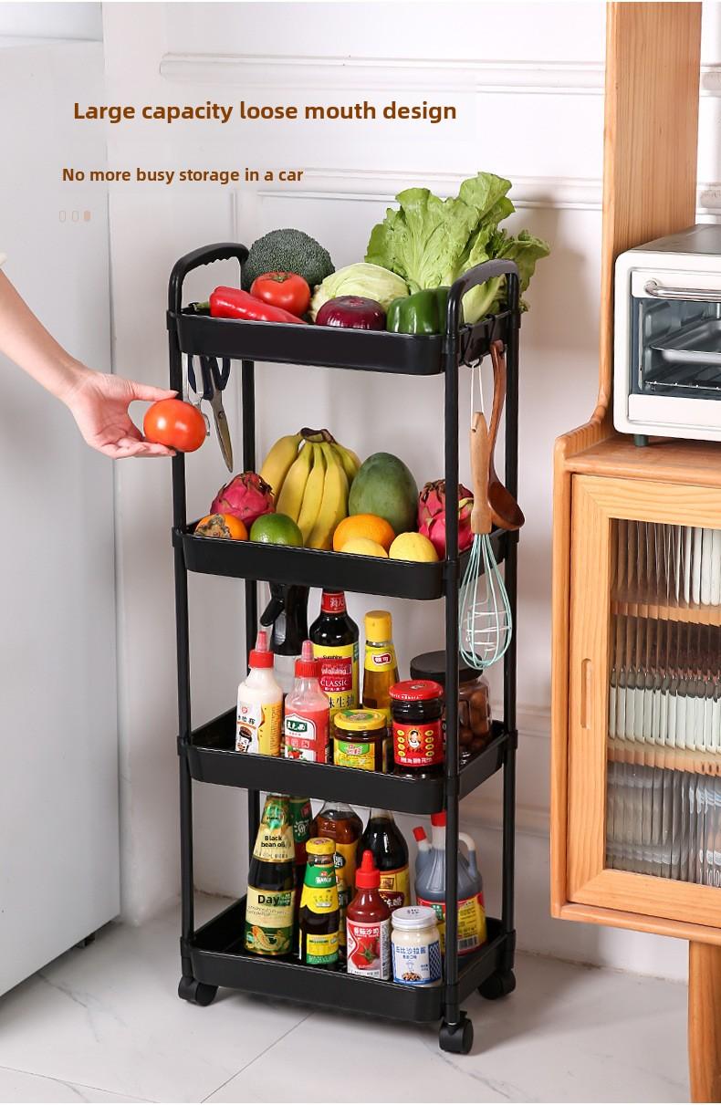 Product Introduction of Bookshelf Floor-standing Movable Household Simple Multi-layer Snack Storage Rack Reading Bookshelf with Wheels Multi-functional 0