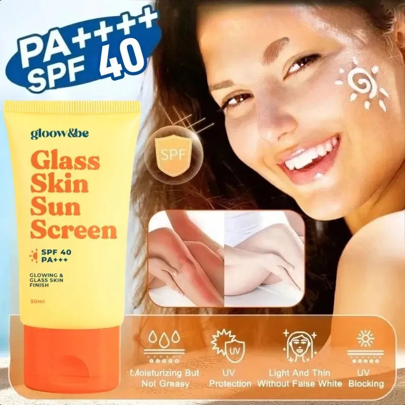 Whitening Sunscreen Cream Spf 40 pa +++ Sun Screen Glowing Up Sunblock Wajah Dan Badan Sunscreen Mencerahkan Wajah Anti Kusam Sun Protect & Moisture Intensive UVA/ UVB Sun Protection Double Whitening Lightweight Refreshing Mencegah Penuaan Dini