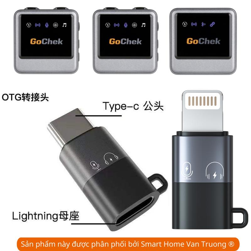  Đầu chuyển IP sang TypeC cho mic thu âm Gocheck boya JBL cho điện thoại ANDROID IOS Usb Sạc Điện Thoại 