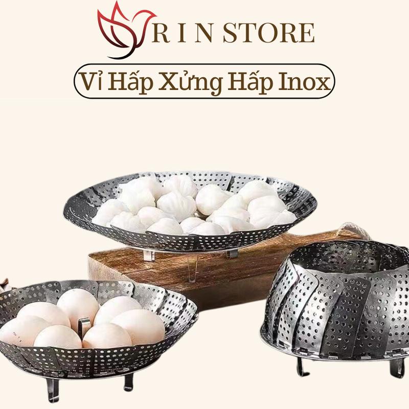 Vỉ Hấp Xửng Hấp Inox Chất Liệu Inox 304 Không Gỉ Size Lớn Nhỏ Hấp Bánh Bao Hấp Cá Hấp Trứng Giữ Nguyên Dinh Dưỡng Tiện Dụng RIN