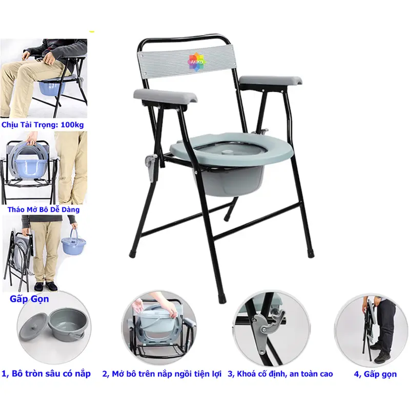 Ghế Bô Vệ Sinh Cho Người Già, Bệnh Nhân FS899 Gấp Gọn 4