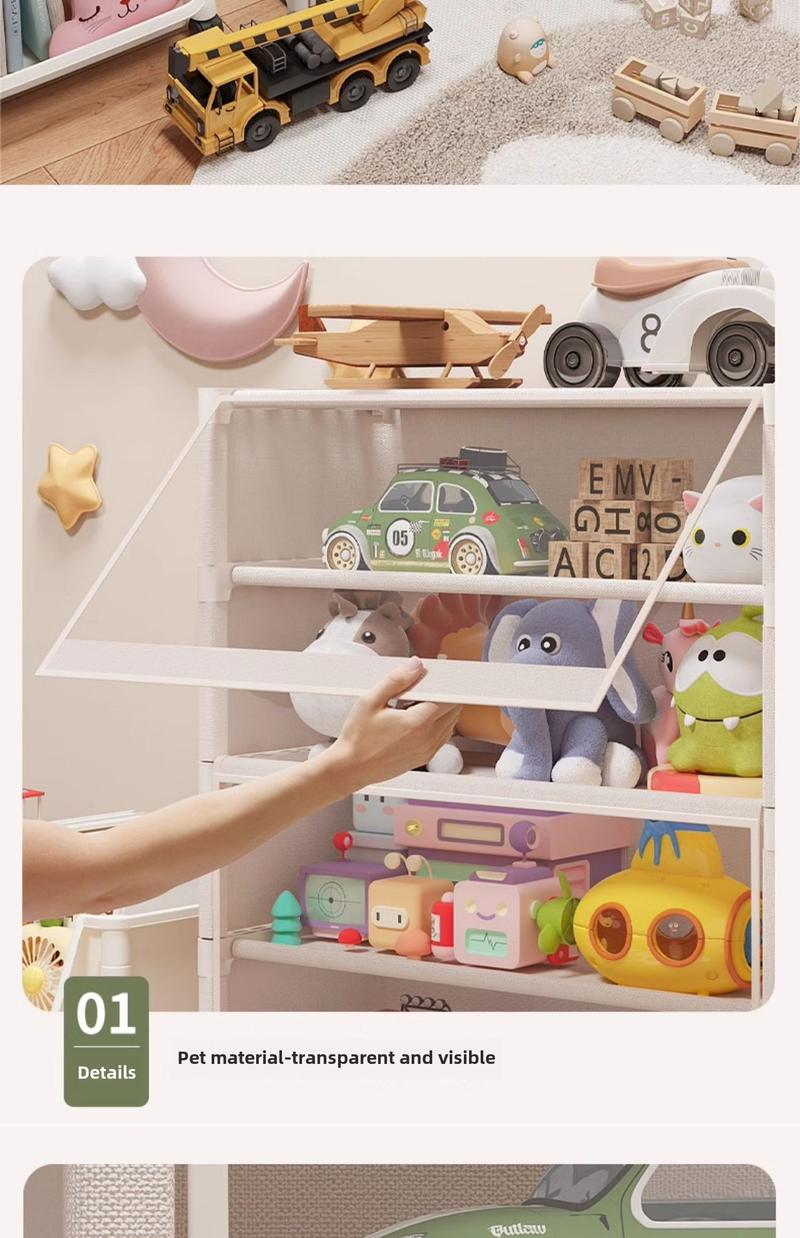 Product Introduction of Children's Toy Storage Rack Floor-standing Household Baby Supplies Dust-proof Storage Cabinet Baby Organizer Multi-layer Storage Box 3