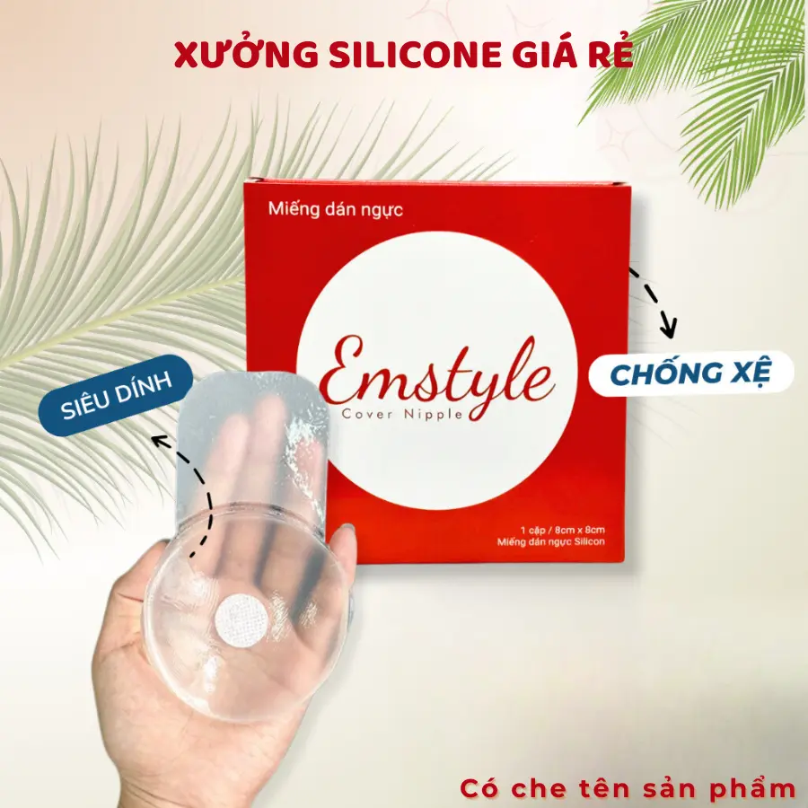 Miếng Dán Nâng Đẩy Có Tai Kéo Giúp Nâng Ngực Chống Thâm Đầu Nhũ Hoa 4.0 Emstyle Voi Sen Nữ mieng  danti mieng  dan silicone sinh học silicon hồng Hoa Sen Ong