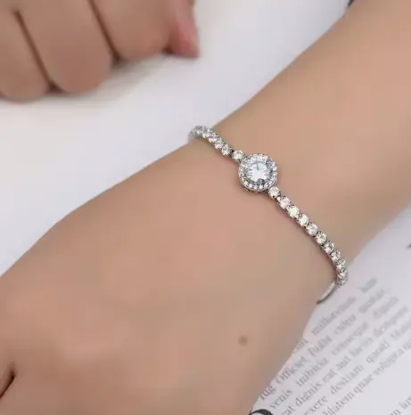 CC01- C014 LẮC TAY MẶT TRÒN THIẾT KẾ MẶT ĐÁ CAO CẤP THỜI TRANG Phụ Kiện 3