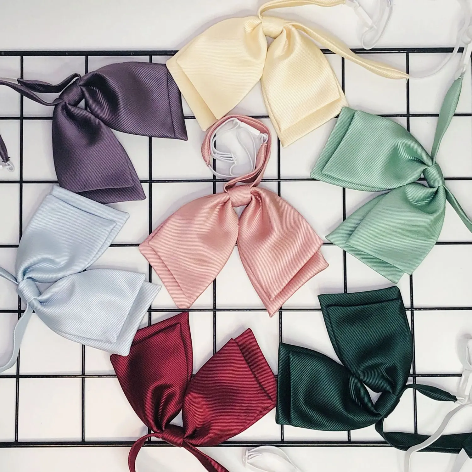 Twill K Double Layer JK Solid Color Bow Tie Lotus Pink Red Violet Blue Uniform Original Gadget Shirt Accessories Bow Tie