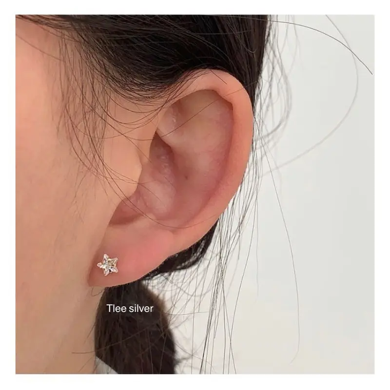 Khuyên tai bạc nữ TLEE sao đá sang trọng TLEE JEWELRY B0299 4