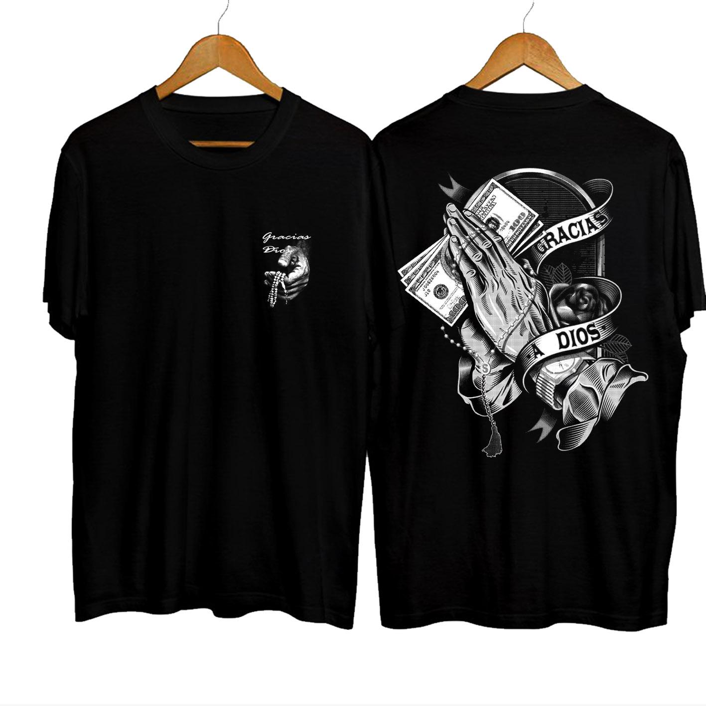 Kaos GRACIAS laki-laki atasan Murah distro gambar sablon keren gratis ongkir Casual Crew Neck Crew Neck