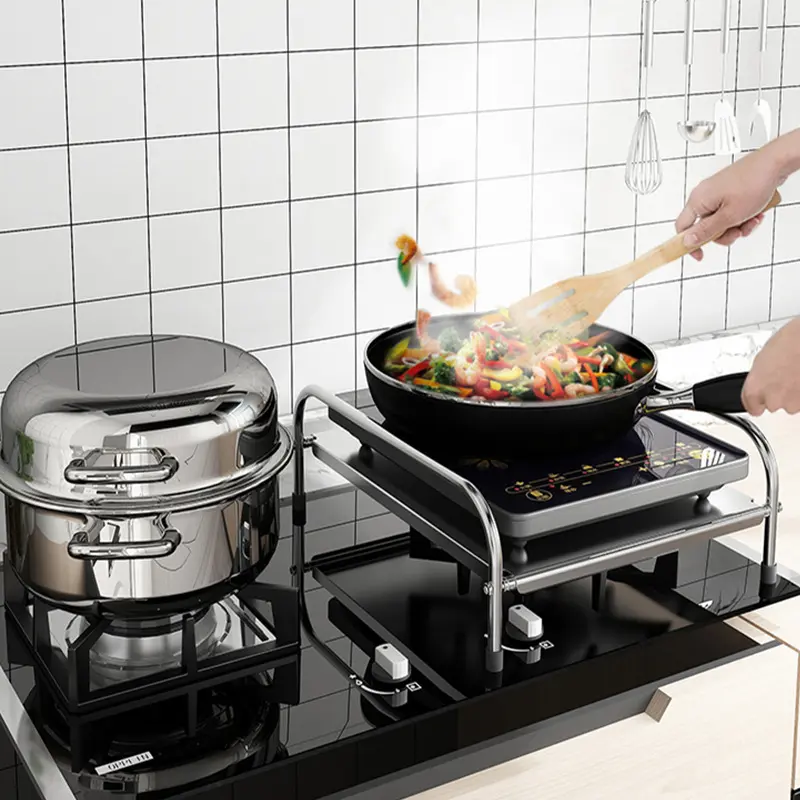 Kitchen Stainless Steel Induction Cooker Rack Floor Mounted ...
