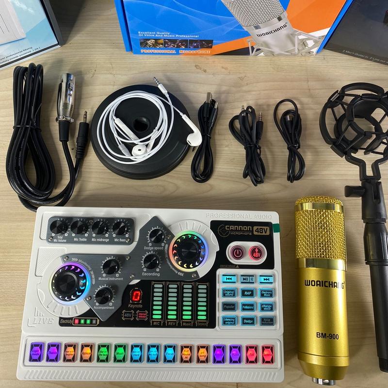  X5BM900 Bộ hát Live Sound Card X5 kèm BM900 đầy đủ tai nghe và chân kẹp 