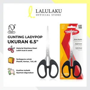 Gunting Kertas Ladypop 6.5 inch LHP 165 16cm Medium Tanggung Sekolah Kantor Stainless Steel Plastik