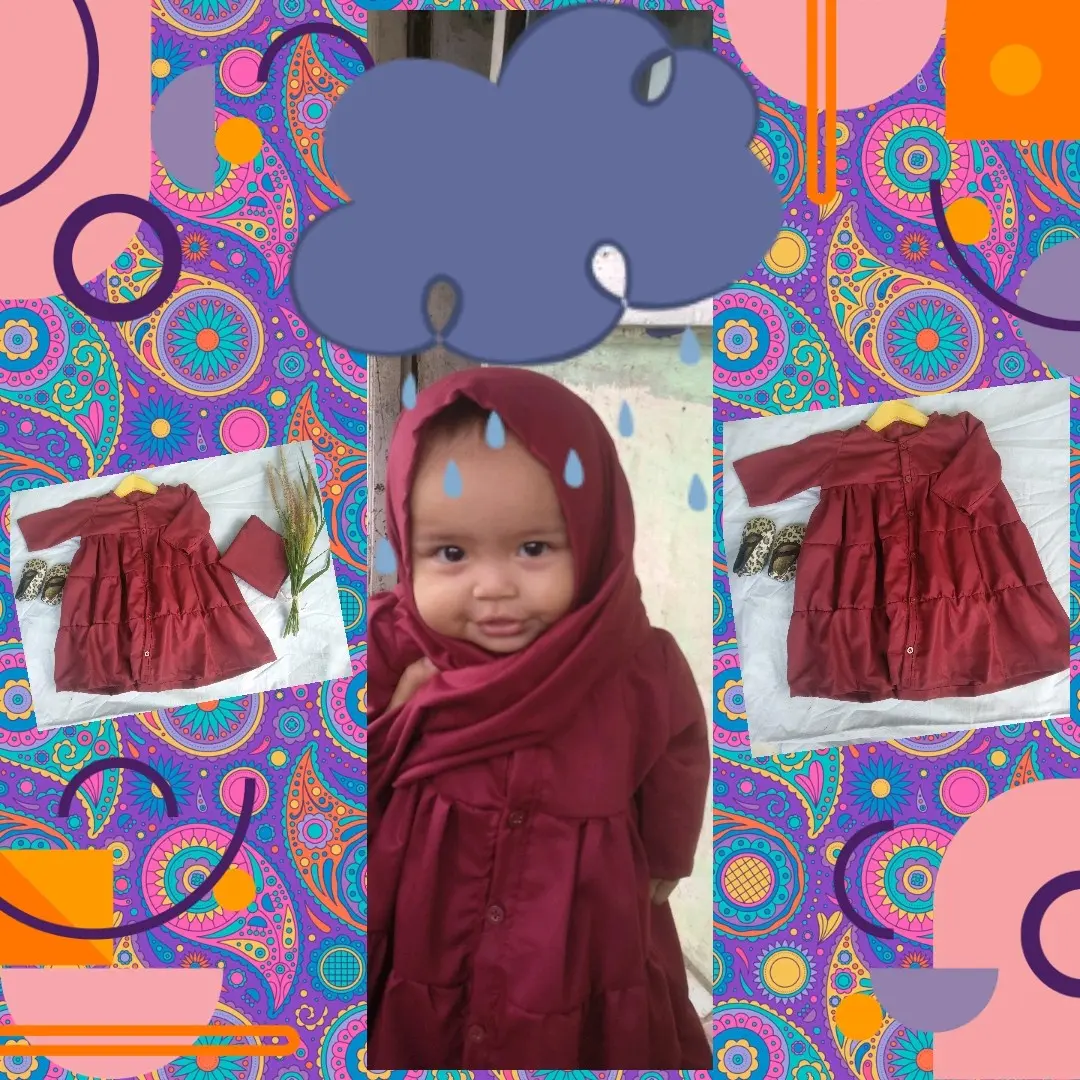 baju gamis susun anak usia 1 s/d 2 tahun Katun Polos Lembut Muslim Dress Nyaman