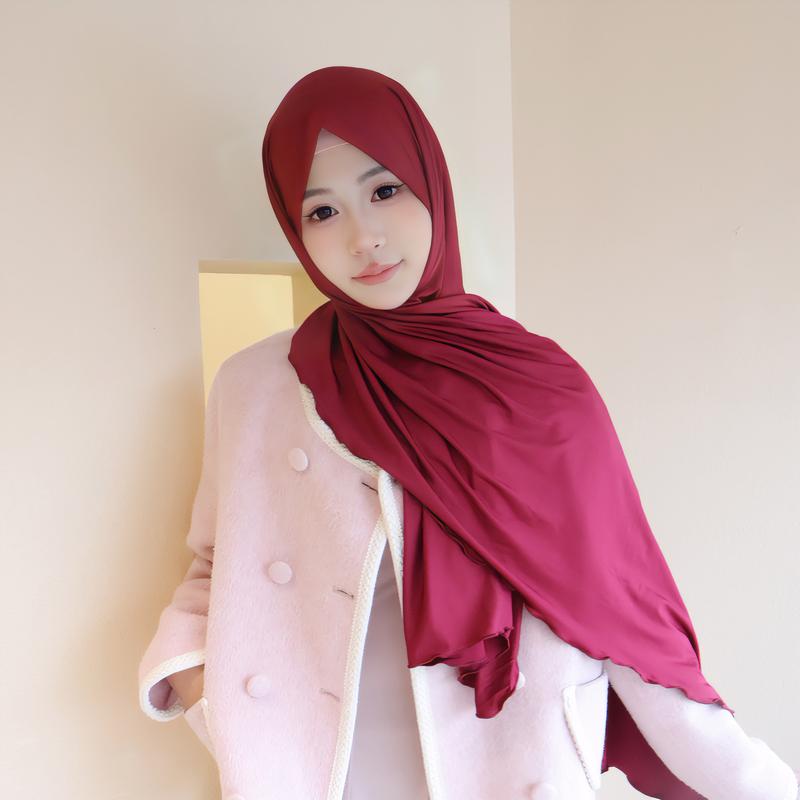 Product Introduction of Solid Color Milk Silk with Wooden Ear Scarf Monochrome Cotton Scarf Headcloth Shawl Scarf Elastic Knitted Scarf for Women selendang  bahu sulam  shawl sahara  shawl selendang 15