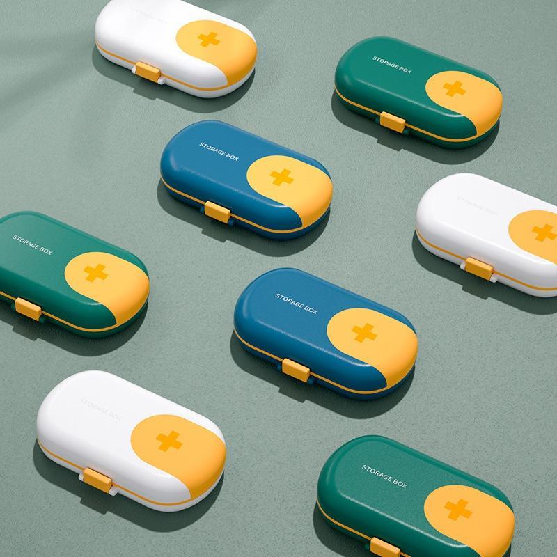 Product Introduction of Portable Travel Pill Box, 1 Count 4 Grid Pill Storage Box with Pill Cutter, Pill Organizer for Home Office Outdoor Travel 4