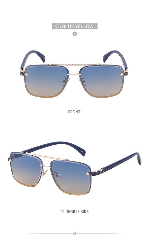 Product Introduction of Men's Glasses 2023 New Retro Metal Double Beam Sunglasses Square Frame Trimming Driving Sunglasses 18