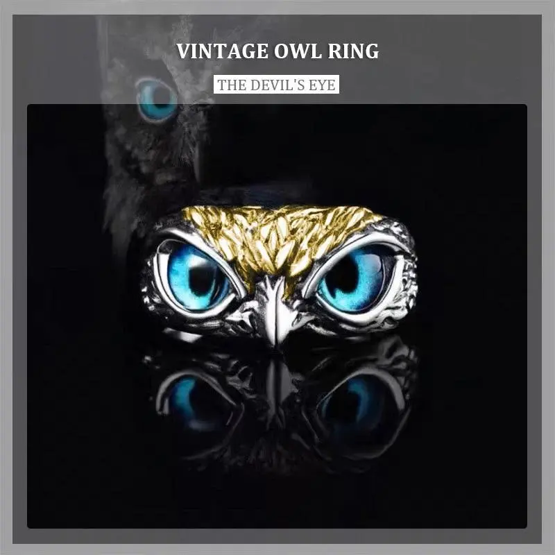 NAUSA Cincin Keren Pria Wanita Cincin Mata Burung Hantu Rings Owl Adjustable Bisa COD 8