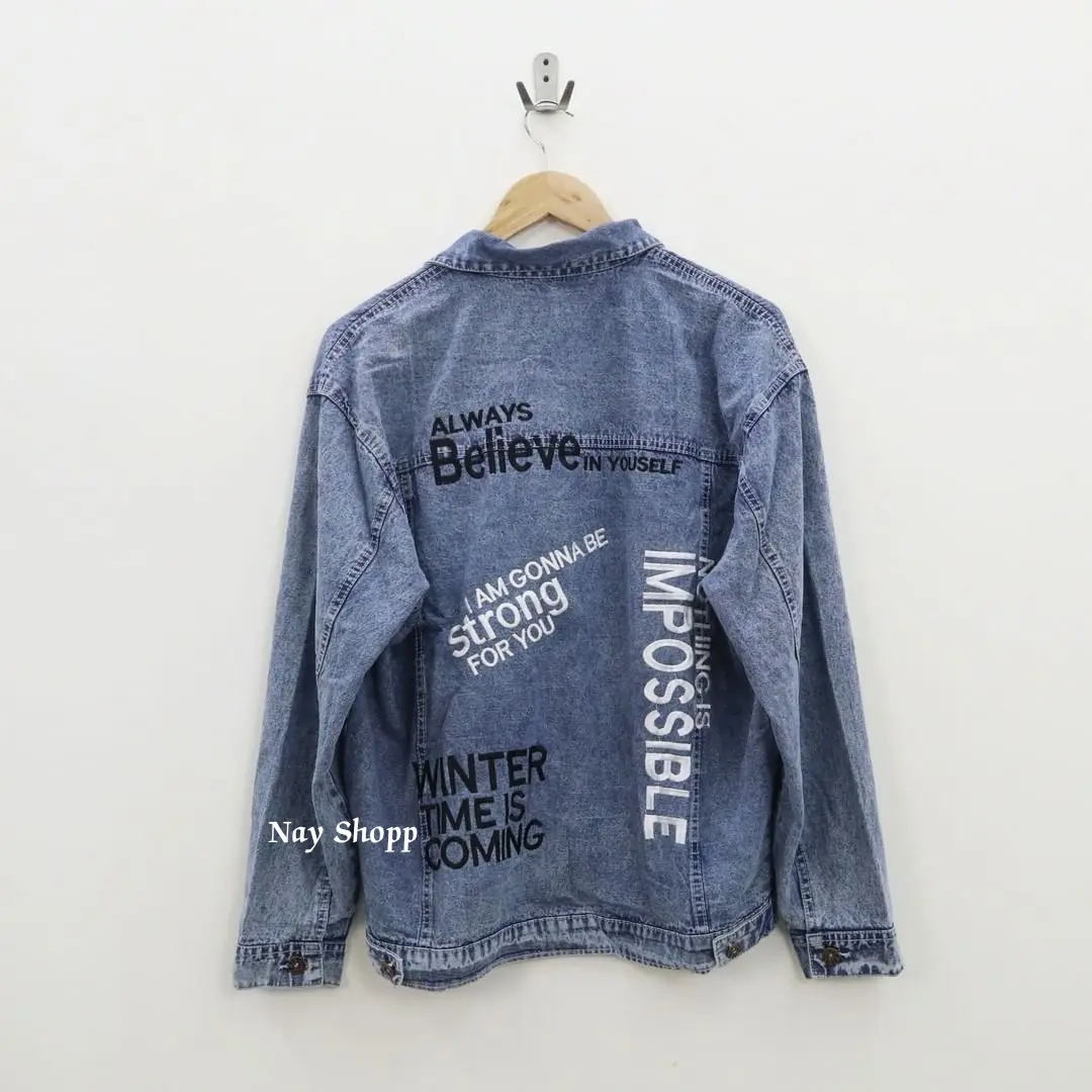 Jaket Jeans Oversize Bordir Wanita Terbaru Jaket Jeans Cewek Jumbo Jaket Wanita Motif Tulisan