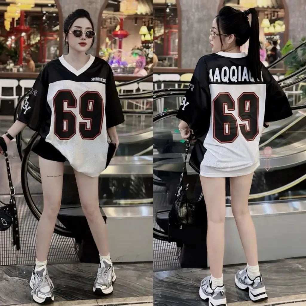 Unisex Mesh Football T-Shirt, Size 69, Athletic T-Shirt, Too Big Loose Men's and Women's Short Sleeve T-Shirt Girls Streetwear