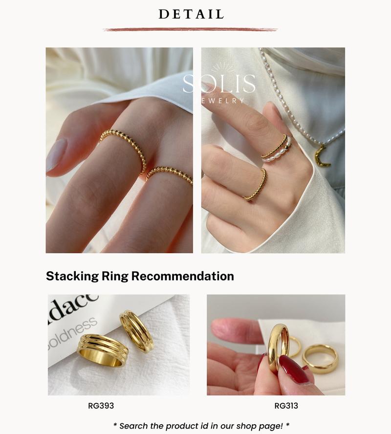 Product Introduction of Minimalist Beaded Gold Ring • Waterproof Non-Fade Tarnish •  316L Stainless Titanium Steel Basic Simple Fashion Rings For Women Men RG395 Solis Jewelry 1