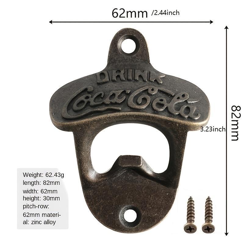 Vintage Metal Bottle Opener, 1 Count Retro Wall Mounted Beverage Opener, Manual Bottle Cap Remover for Home Kitchen Party 1