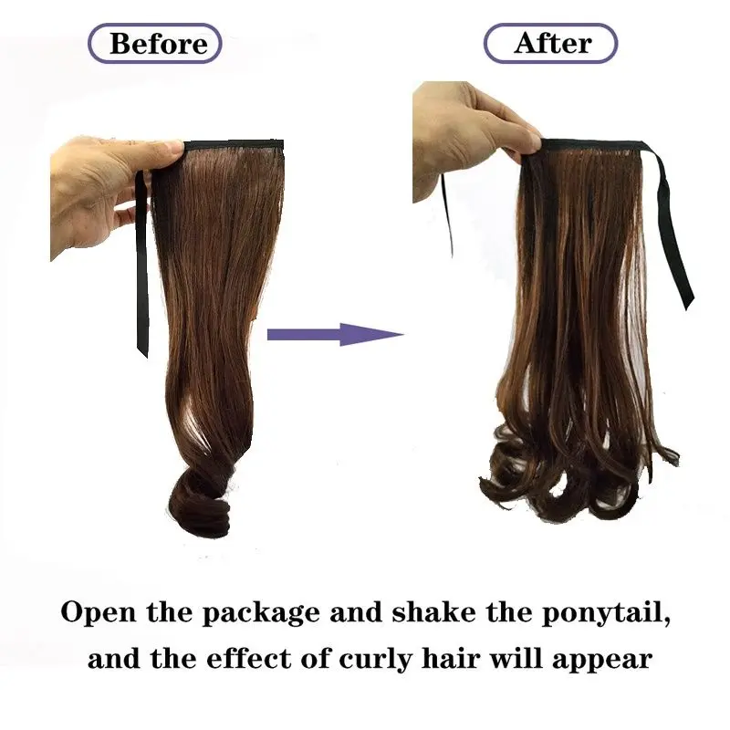 vIRAL Wig Ponytail Premium Kualitas Terjamin Untuk Anak Rambut Palsu Extensions Ponytail Model Panjang Keriting Bahan Sintetis Dengan Klip 4