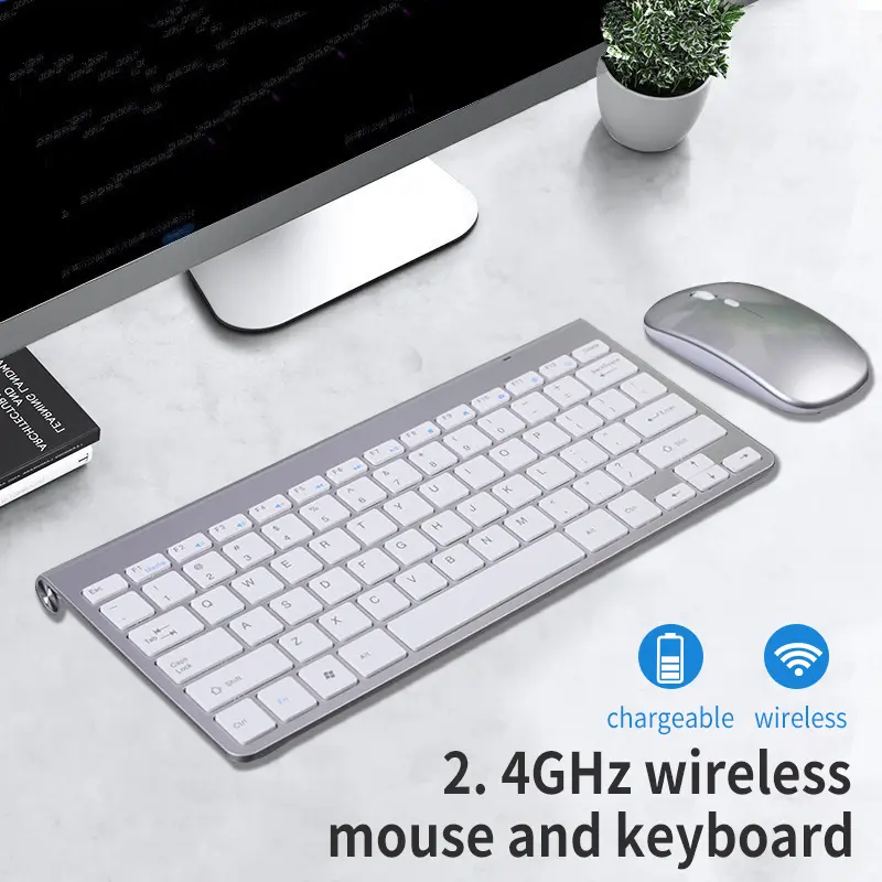 2.4G Wireless Keyboard and Mouse Combo for Windows Android Mac Silent Protable Quiet Wireless Mouse Keyboard